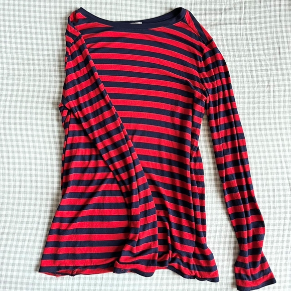 GAP Tops - GAP Red and Black Striped Long Sleeve Top